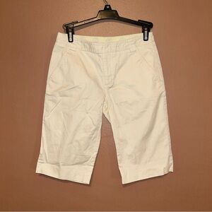 TORY BURCH White Stretch Cotton Bermuda Walking Shorts 0